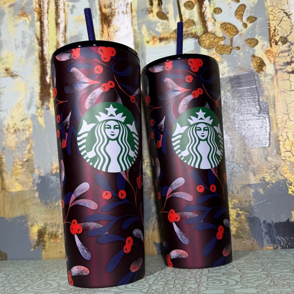 Starbucks Berry Purple Burgundy Cranberry Stainless Steel Tumbler Bundle - Picture 2 of 3